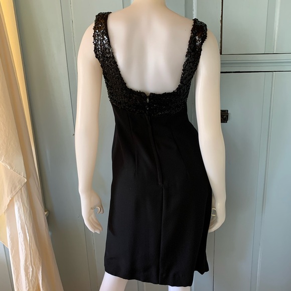 Vintage 60s Ann Barry Sequined Dress Small Party Cocktail Formal Mod LBD Black - Picture 13 of 15